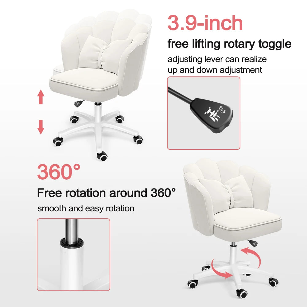 Cute Petal Desk Velvet Butterfly Chairs with Bow Cushion