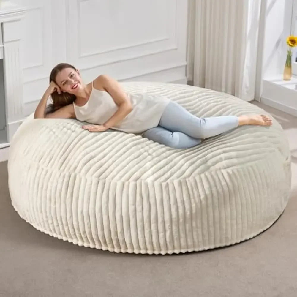 5ft Bean Bag Chairs, for Adults Large Beanbag Chair w/Stripe Plush Cover Big, bean bag Chair for Living Room Bedroom Dorm Office