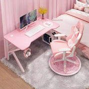 FurnishSpot™ SpaceSmart™ Pink Gaming Desk – Girls Study Desk Laptop Computer Table