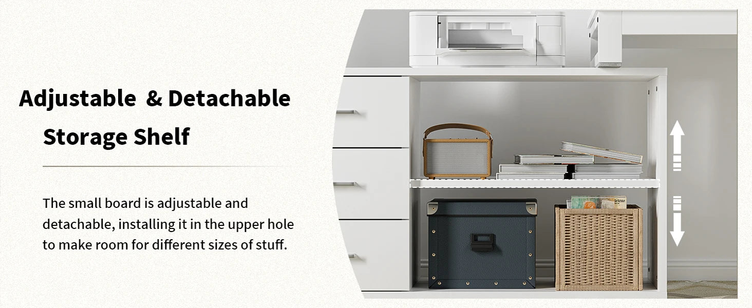 L-Shaped Desk with Drawers and Shelves, 55" Craft Desk with Storage, Removable Monitor Stand, Reversible L-Shaped Desk