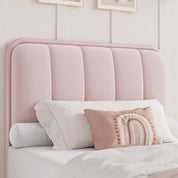 Twin Size Upholstered Pink Bed Frame with Button Tufted Headboard