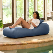Arlo Outdoor Bean Bag Sun Lounger - Pool and Patio Chaise Recliner, Navy Blue