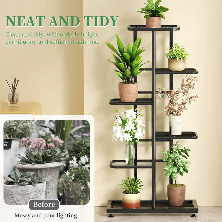 Plant Shelves Iron Potted Flower Plant Stand Rack Multiple Flower Pot Holder Shelf Indoor Outdoor Planter Display Organizer