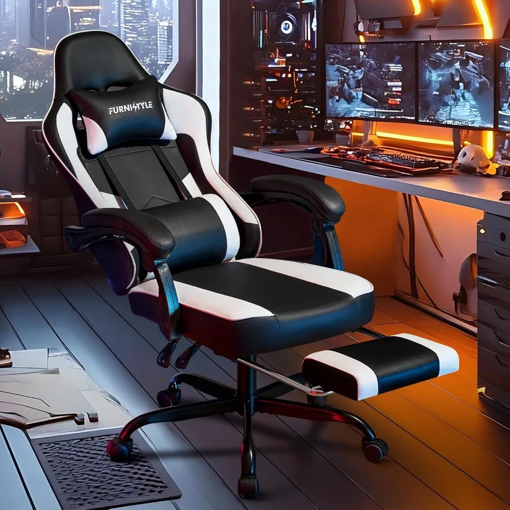 Ergonomic Gaming Chair with Footrest, Armrest, and Lumbar Support