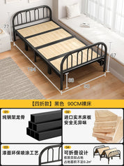 Solid wood folding bed Household simple single bed Extra bed 1 meter 2 Adult rental room Reinforced hard board double iron
