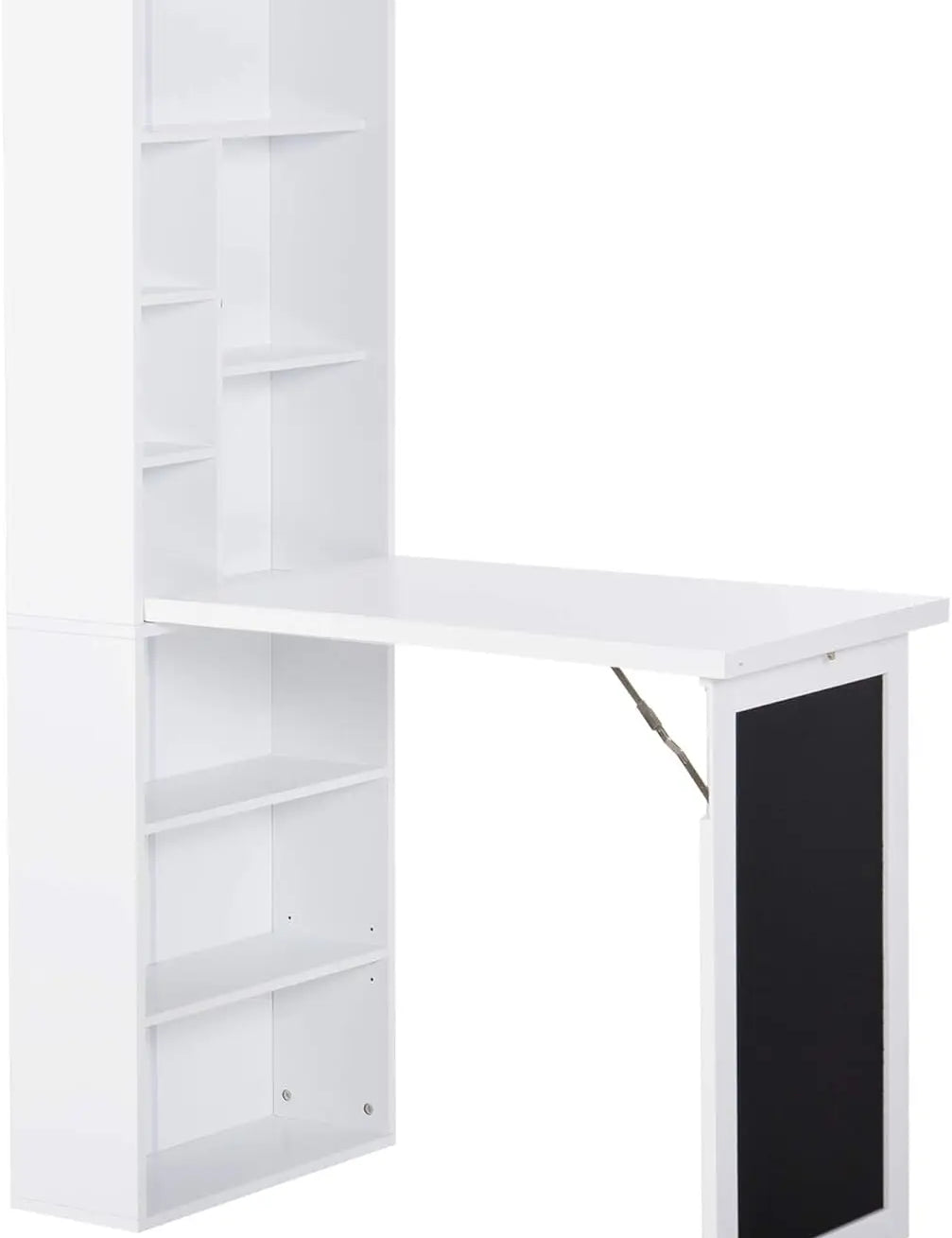 Fold-Out Convertible Writing Table,Wall Mount Desk Cabinet with Blackboard and Side Shelf Multi-Function Home Office Workstation