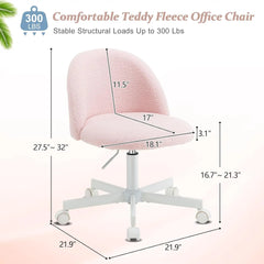 Cute Armless Desk Chair with Lumbar Support & Wheels