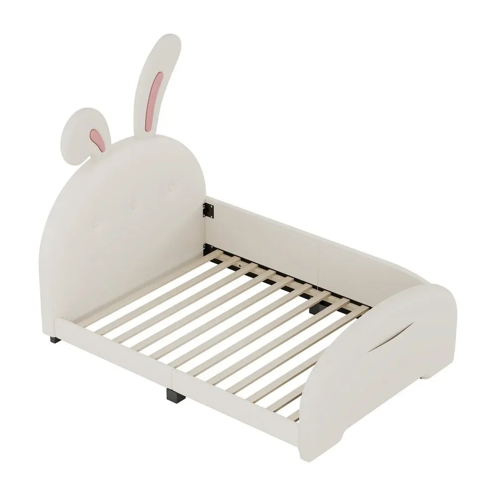 Twin Size Rabbit-Shape Princess Bed Frames with Headboard and Footboard