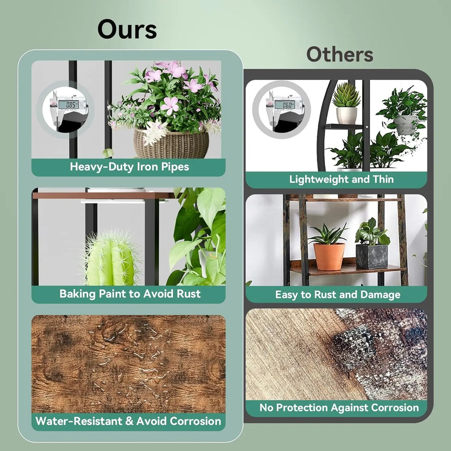 Indoor 11 Tiered Wood Plant Stand with Grow Lights