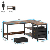 FurnishSpot SpaceSmart™ L-Shaped Computer Desk with Drawers & Open Storage