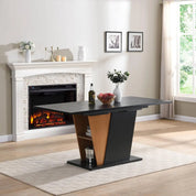 Extendable Dining Room Table for 4-6, Modern 61.81" (46.46") Wooden Geometric Rectangular Expandable Conference Kitchen Table wi