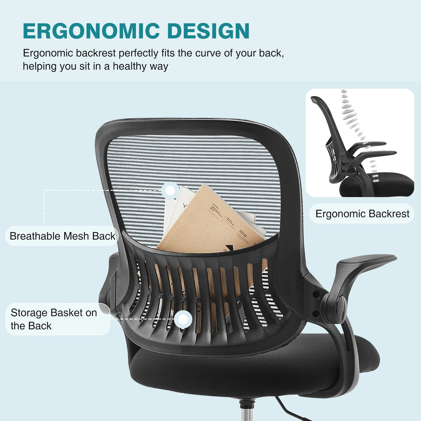 Ergonomic Mesh Backrest Office Desk Chair with Adjustable Height
