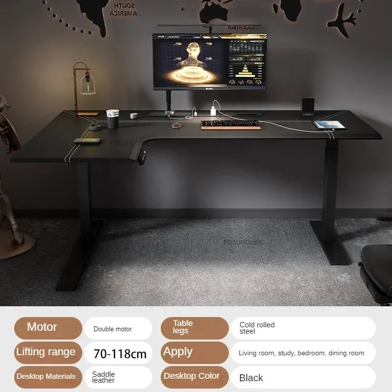 Luxury Corner Lift Computer Desks Home Office Furniture Designer L-shaped Wood Gaming Table Bedroom Student Dormitory Study Desk