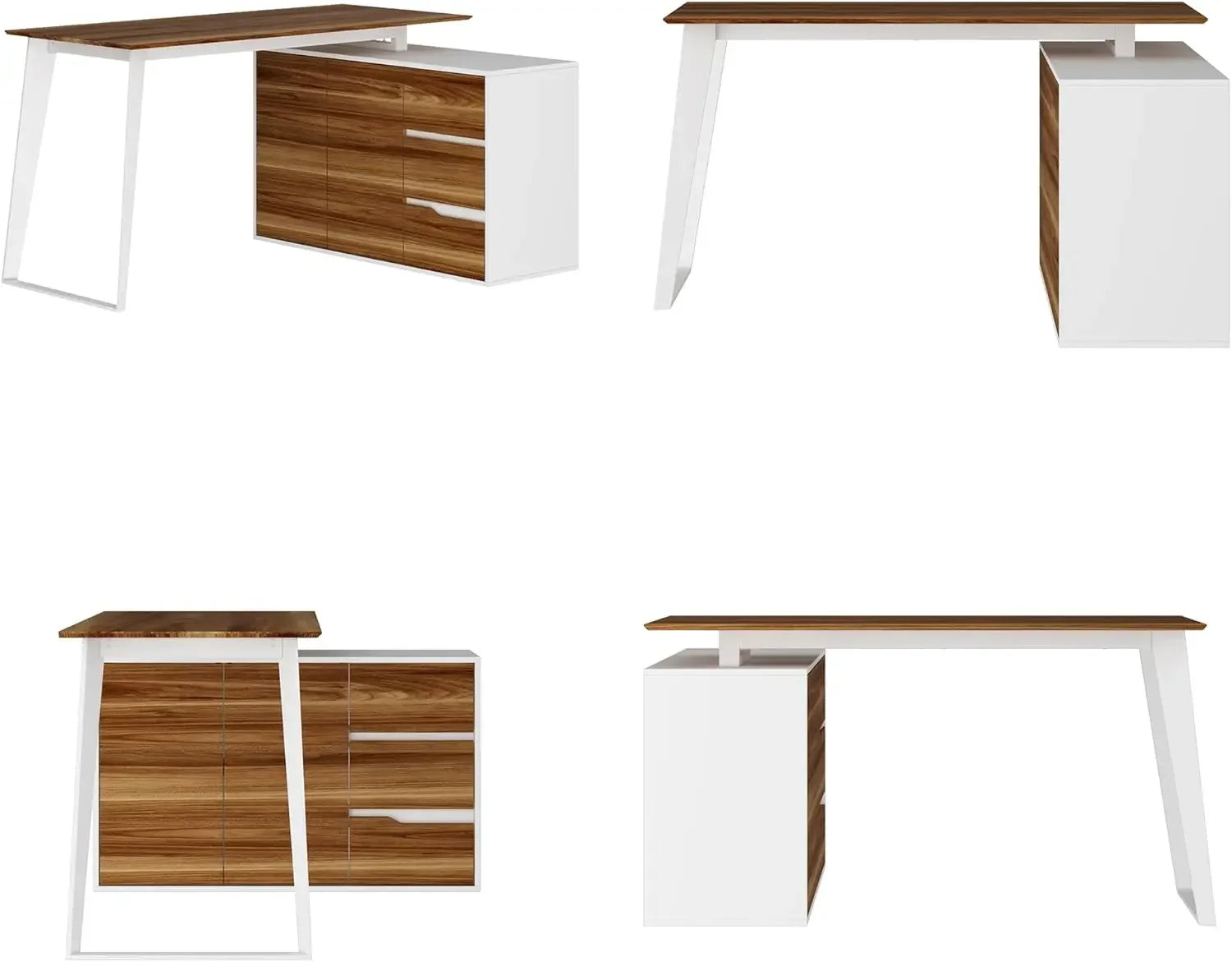 Home Office Computer Desk Corner Desk with 3 Drawers, 2 Shelves & 2 Doors, 55 Inch Large L-Shaped Study Writing Table