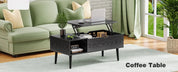 Wooden Coffee Table, Lift Top Coffee Table with Large Hidden Compartment and Shelf, Lift Tabletop Dining Table for Living Room