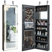 LED Jewelry Armoire with Adjustable Lighted Full-Length Mirror | Wall Mounted or Over Door