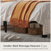 Queen Size LED Platform Bed Frame with Velvet Headboard, Charging Station & RGB LED Lights