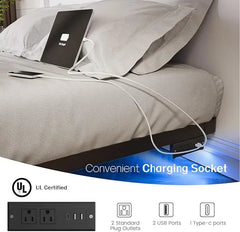 Floating Bed Frame Full Size w/Smart LED Lights & Charging Station -  Metal Platform Bed, Easy Assembly No Box Spring Needed