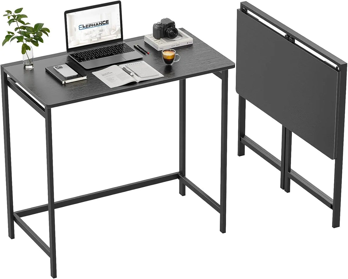 Small Foldable Computer Desk for Small Spaces, Space Saving Study Writing Office Desk Foldable Table for Home Office