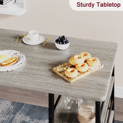 FurnishSpot® Counter Height Dining Table Set with Storage Shelves & Padded Stools – 3-Piece Space-Saving Set