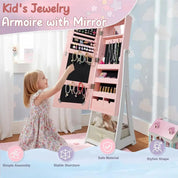 Children's Pink Rabbit-Themed Armoire with Removable Drawers and Full-Length Mirror