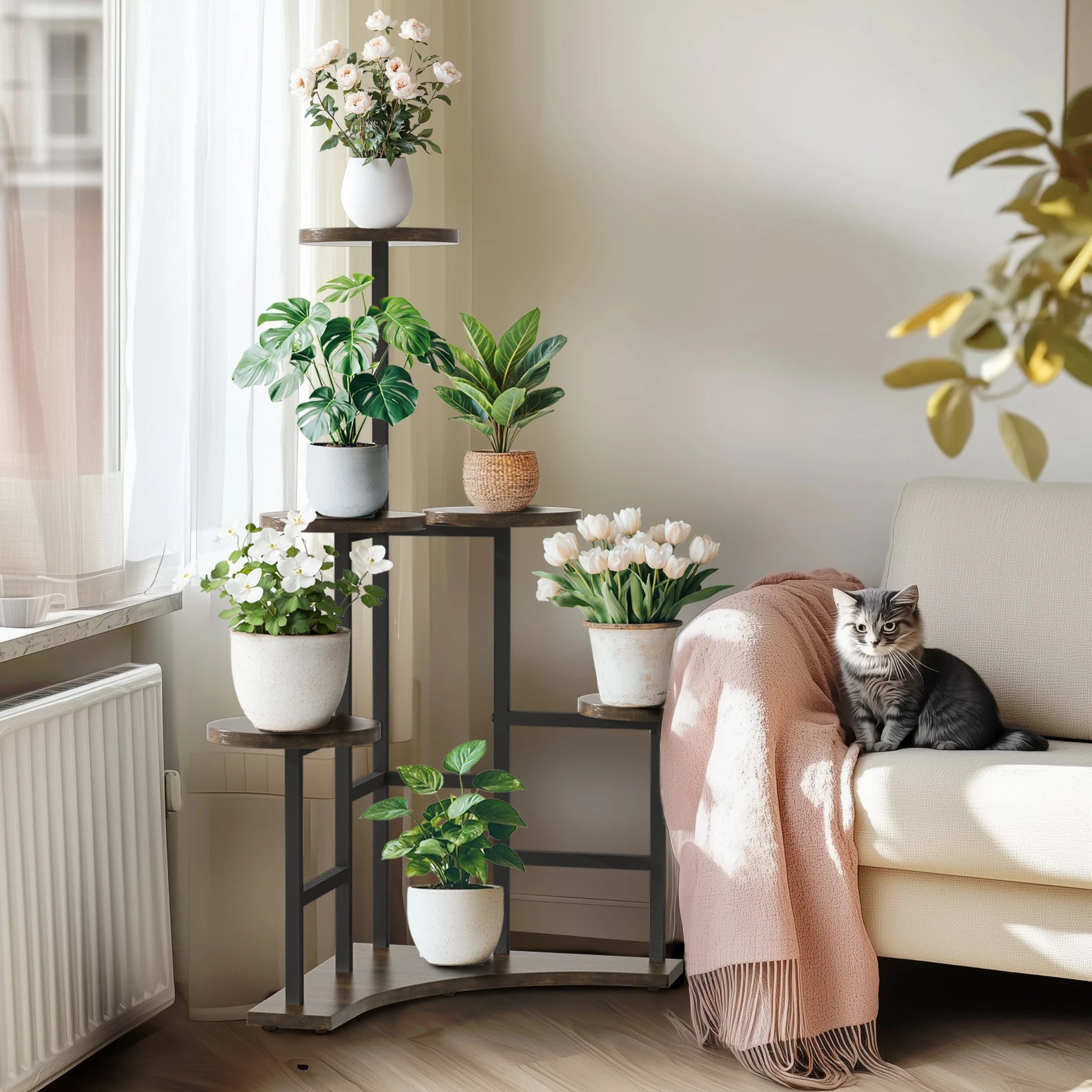 6 Tiered Corner Plant Display Rack for Living Room Balcony Garden