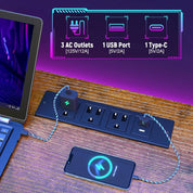 55" Gaming Desk with LED Lights & Outlets,Computer Desk with Drawers & Monitor Stand,Gaming Table with Storage Shelves