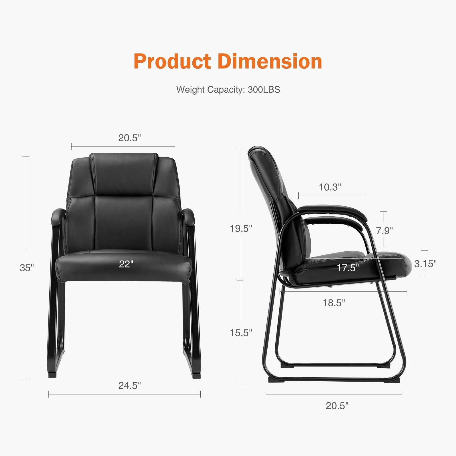 JHK Ergonomic Padded PU Leather Backrest Chair