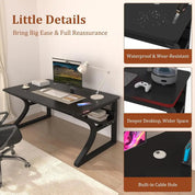 FurnishSpot SpaceSmart™ Compact Computer & Writing Desk – Modern Black