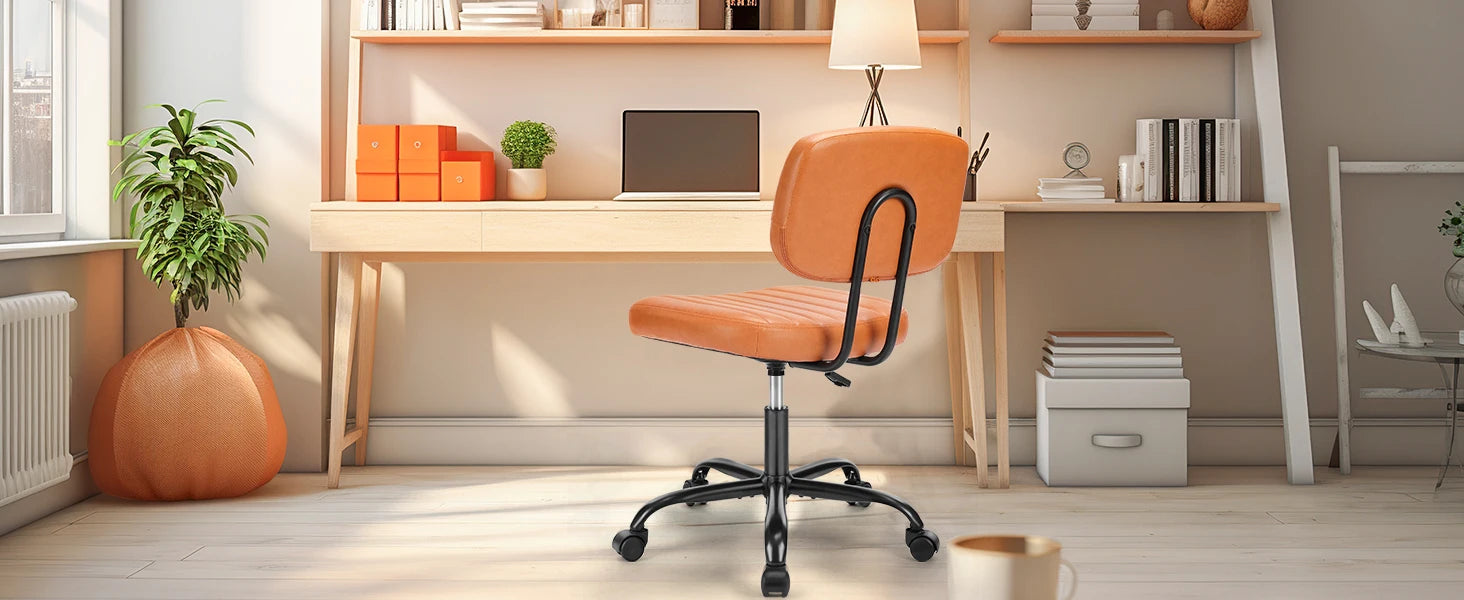 Armless Office Desk Chair with Back Lumbar Support