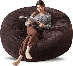 Bean Bag Chair 5Ft, Memory Foam Filled, Large Beanbag Chairs for Adults and Teens, Soft Sofa with Removable Flannel Cover, Round
