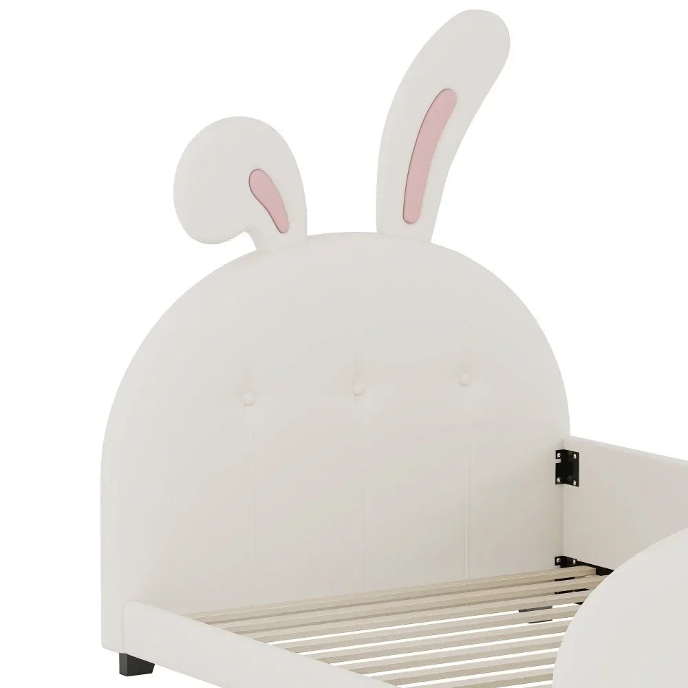Twin Size Rabbit-Shape Princess Bed Frames with Headboard and Footboard