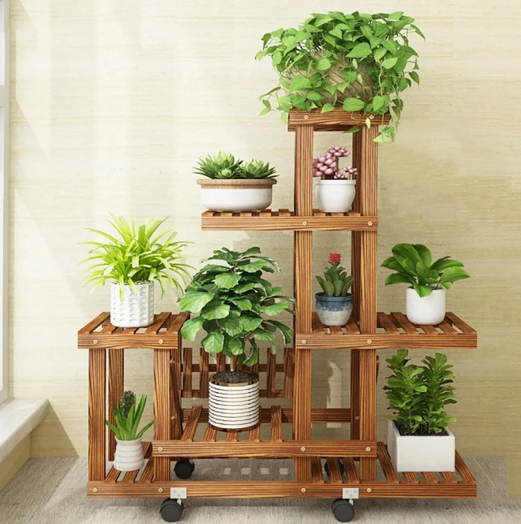 6 Tier Wood Plant Stand for Indoor Outdoor Patio