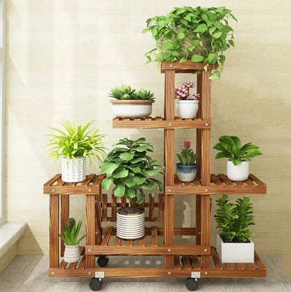 6 Tier Wood Plant Stand for Indoor Outdoor Patio