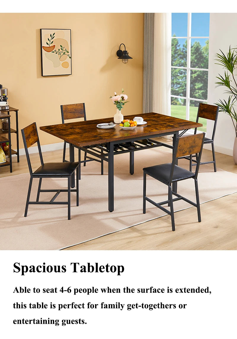 Vintage Folding Dining Table 63.2” – Space Saving Extendable Kitchen Table with 1.2” Thick Top for Small Dining Rooms & Apartments