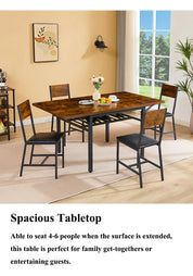 Vintage Folding Dining Table 63.2” – Space Saving Extendable Kitchen Table with 1.2” Thick Top for Small Dining Rooms & Apartments