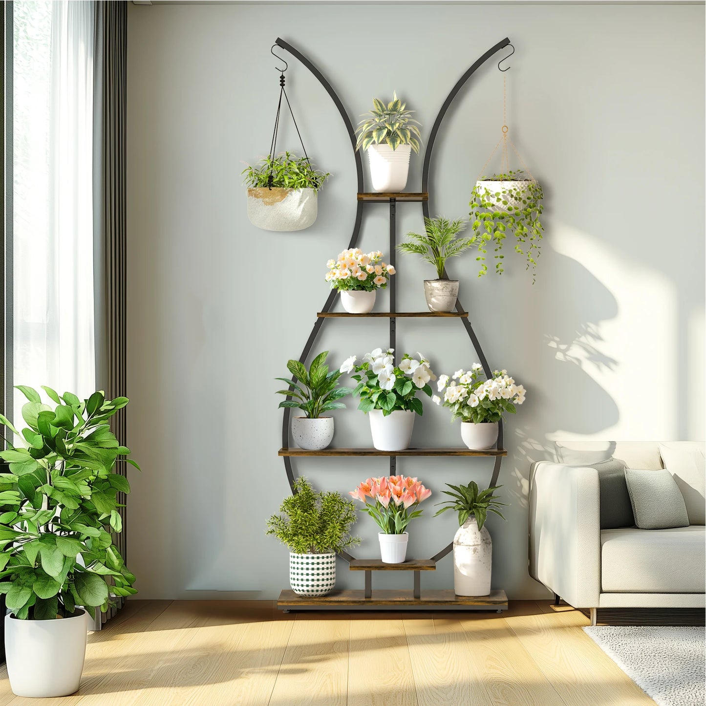 Large Vase Shaped 5 Tier Plant Stand for Home Patio Decor