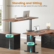 SmartHealth™ L-Shaped Standing Desk – 55" Height Adjustable Corner Desk with Storage Drawers