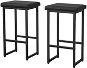 FurnishSpot® 3-Piece Counter Height Dining Table Set with Storage Shelves & Padded Stools – Small Space Kitchen Bar Table