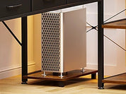 79 Inch L Shaped Desk with File Drawers, Reversible L Shaped Gaming Desk with Power Outlets & LED Lights, Computer Desk