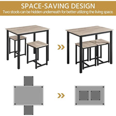 Dining Table Set - Kitchen Table & Chair Sets for 2 - Compact Table W/ 2 Stools & Space Saving Design for Dining Room