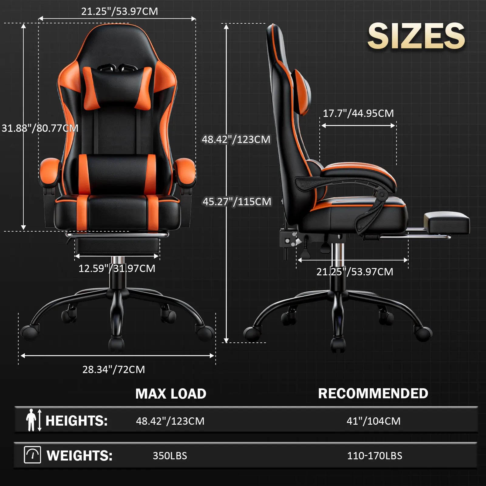 Ergonomic Video Game Chair with Footrest and Lumbar Support