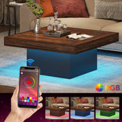 FurnishSpot Square Wooden Coffee Table – Modern Minimalist Coffee Table for Living Room