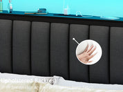 Full/Queen size bed frame with charging station, LED bed frame, headboard with frame, platform bed frame, soft cushion bed frame