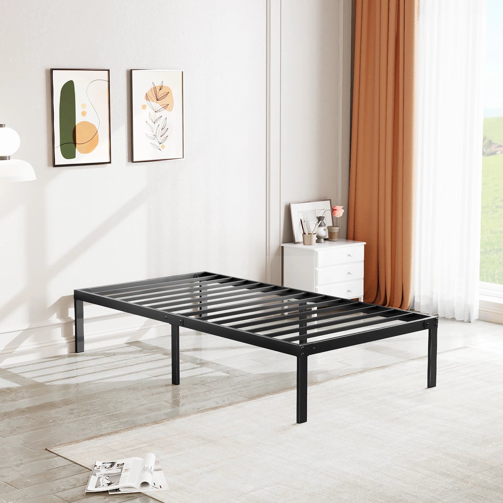 Metal Platform Bedroom Frames with Storage Space