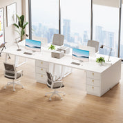 Tribesigns White Computer Desk with Drawers: 55 Inches Modern Home Office Desk with Storage, Small Wood Study Writing Work Table