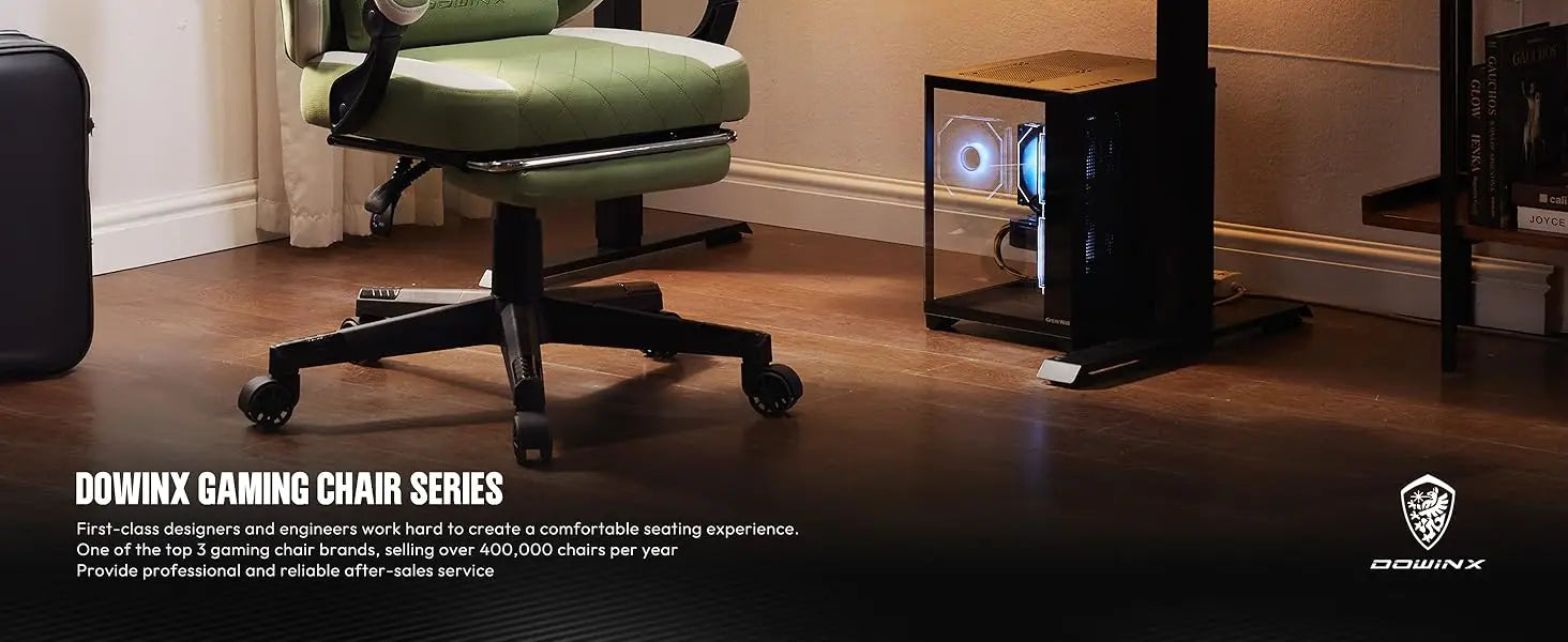 Dowinx Gaming Chair Fabric with Pocket Spring Cushion, High Back Ergonomic Computer Chair with Footrest for Adults