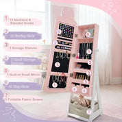 Children's Pink Rabbit-Themed Armoire with Removable Drawers and Full-Length Mirror