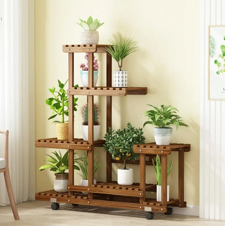 6 Tier Wood Plant Stand for Indoor Outdoor Patio