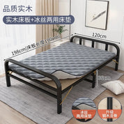 Solid wood folding bed Household simple single bed Extra bed 1 meter 2 Adult rental room Reinforced hard board double iron